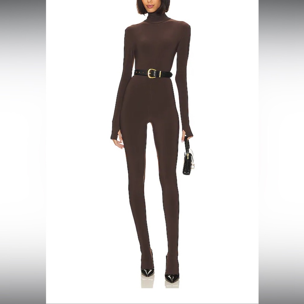 Norma Kamali Brown Long Sleeve Jumpsuit